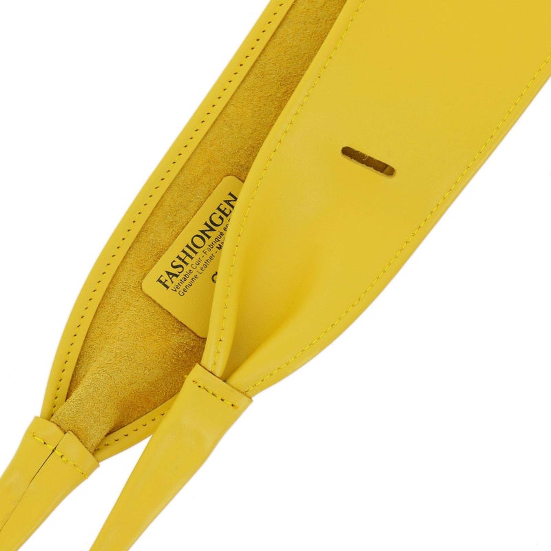 FASHIONGEN - Woman Italian leather Obi belt, CASSIANE - Yellow, L-XL - Image 5